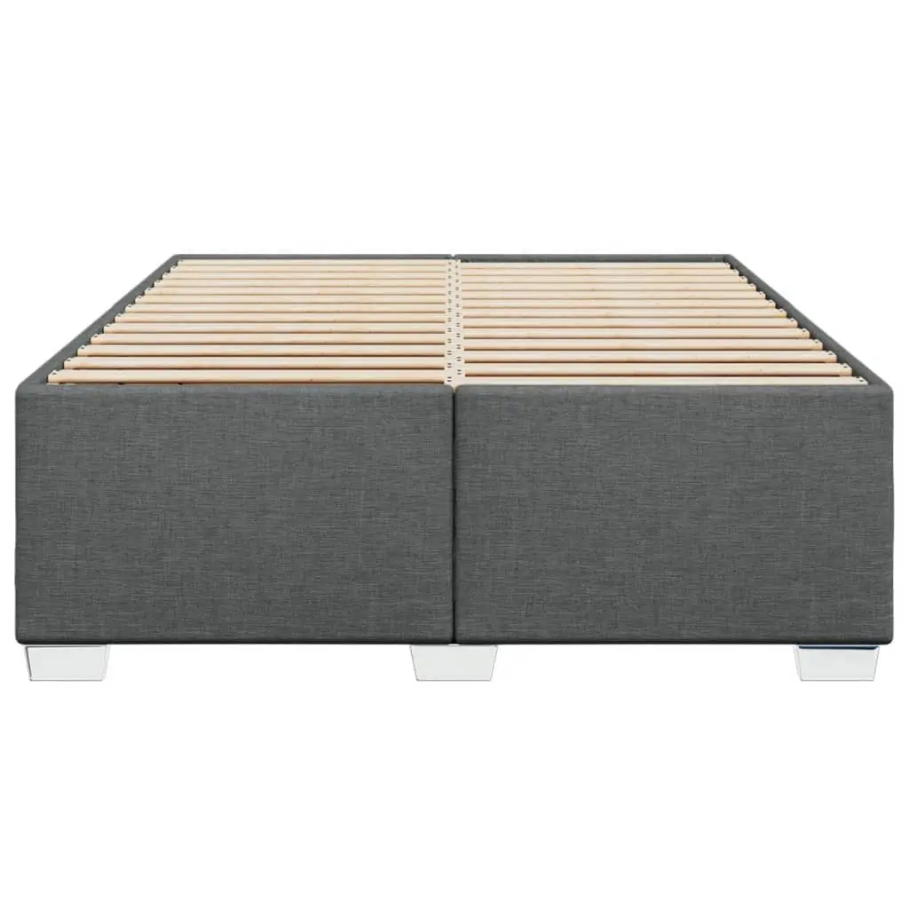 Double Bed Frame Grey Fabric Upholstered Slats Support Bedroom Furniture