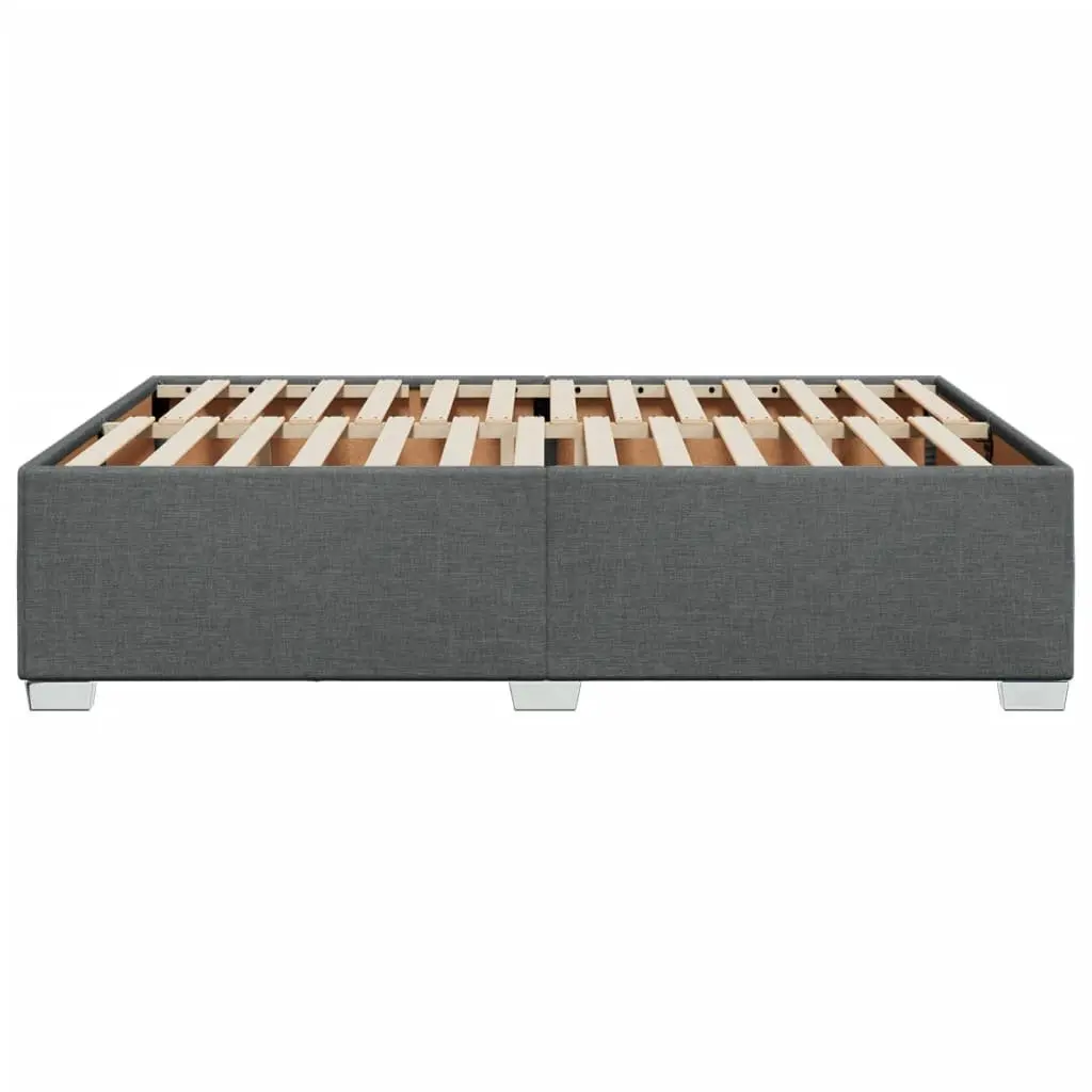 Double Bed Frame Grey Fabric Upholstered Slats Support Bedroom Furniture