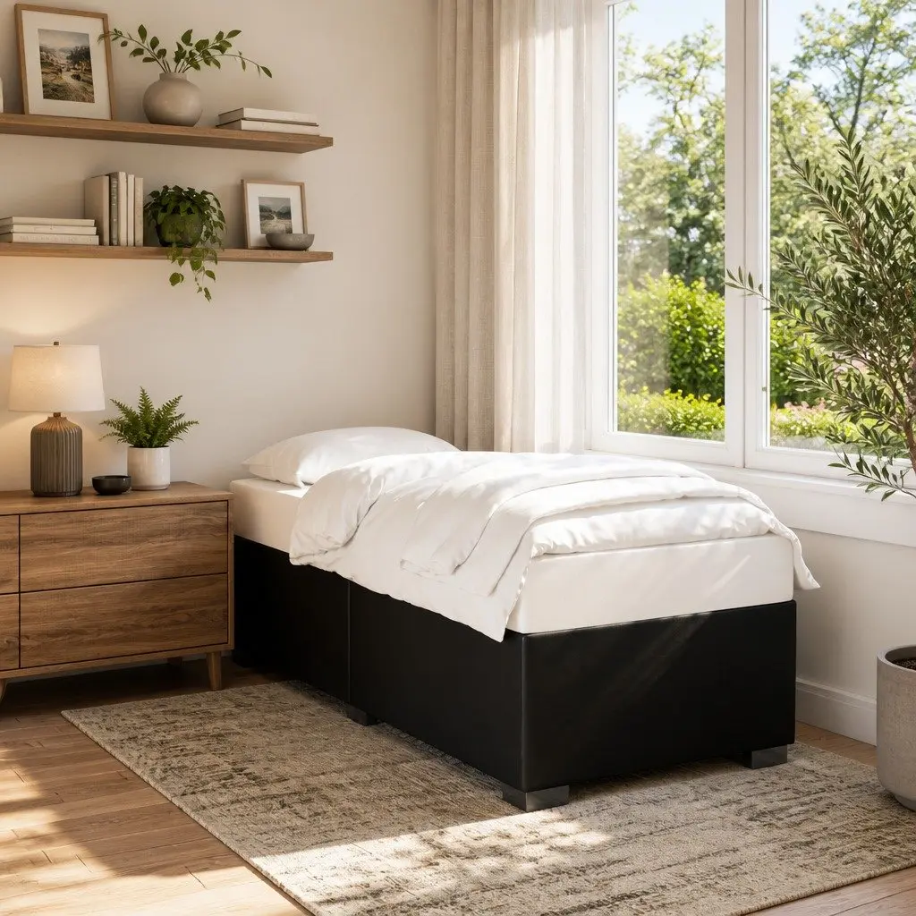 Bed Frame Faux Leather Upholstered Black 90x190 cm