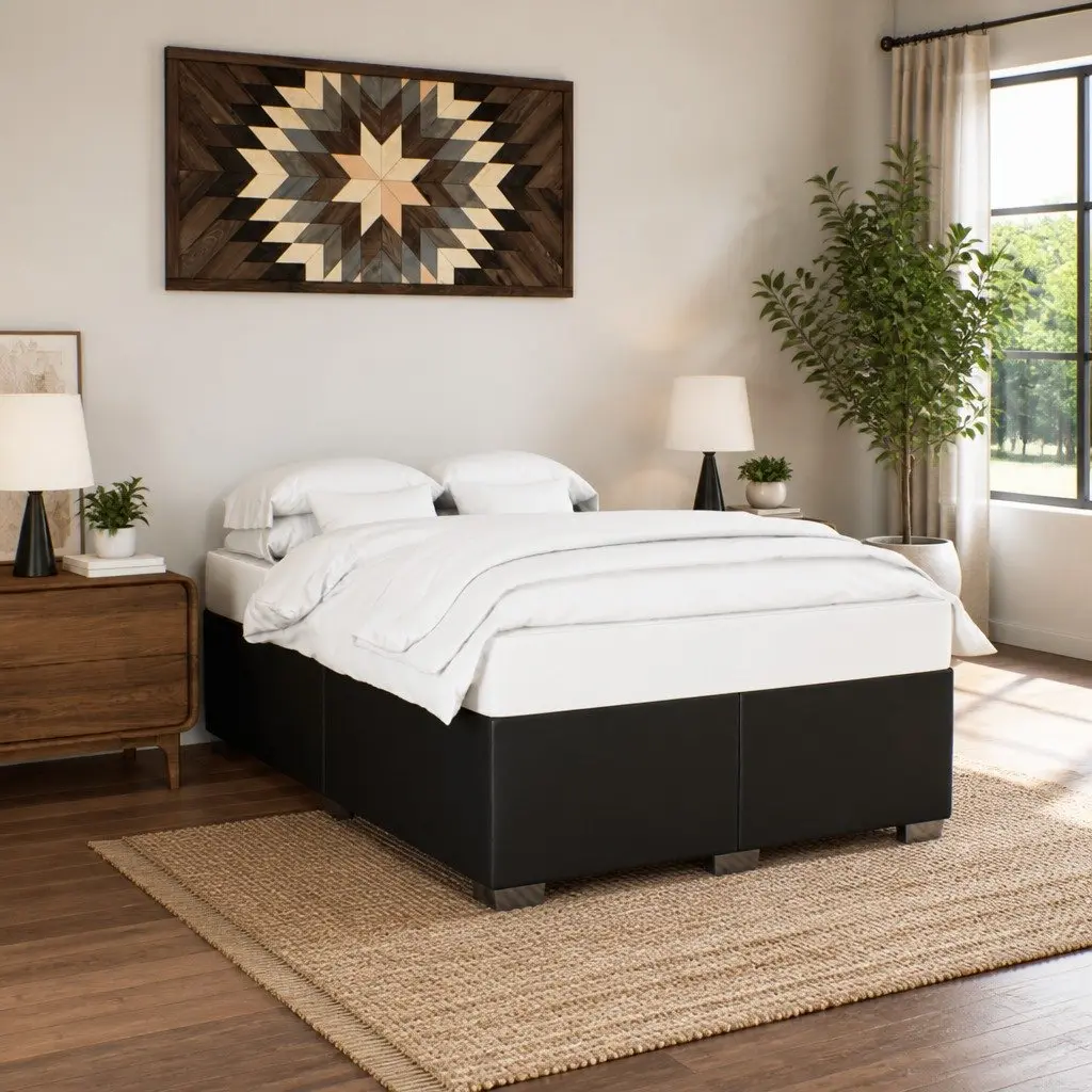 Black Faux Leather Queen Bed Frame