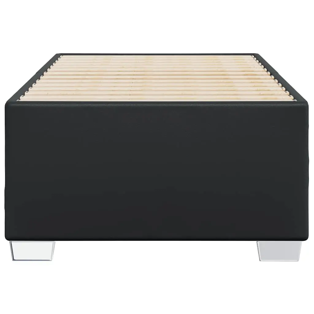 King Single Bed Frame Faux Leather Upholstery Black Supportive Slats