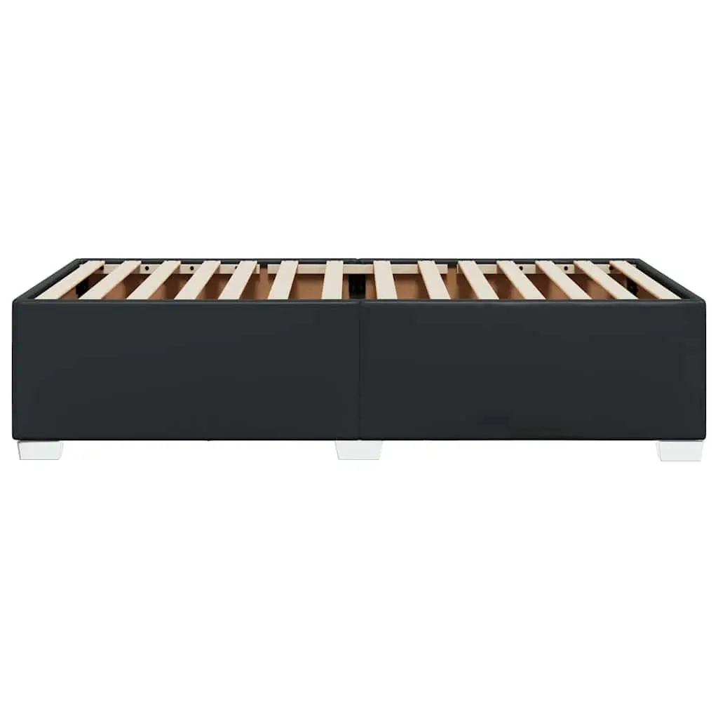King Single Bed Frame Faux Leather Upholstery Black Supportive Slats
