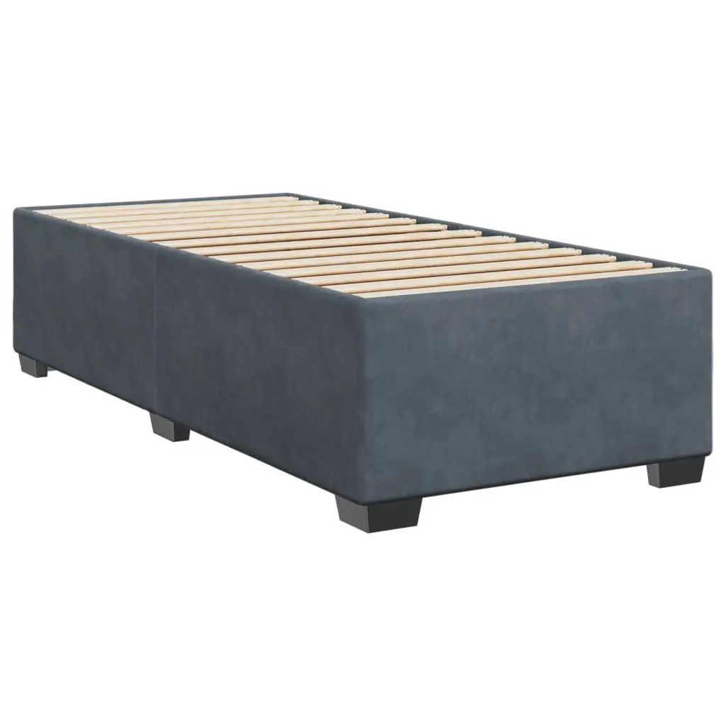 Bed Frame Grey Velvet Slatted Base 90x190 cm