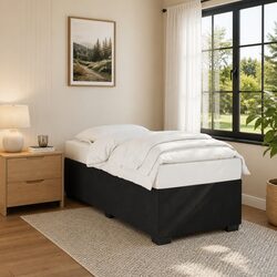 King Single Bed Frame Black Velvet Slats Support Bedroom Furniture