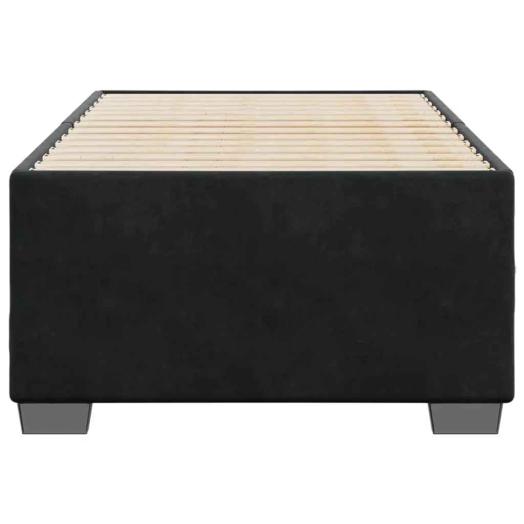 King Single Bed Frame Black Velvet Upholstered with Integrated Slats Support