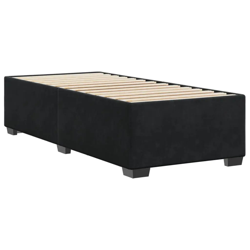 King Single Bed Frame Black Velvet Upholstered with Integrated Slats Support