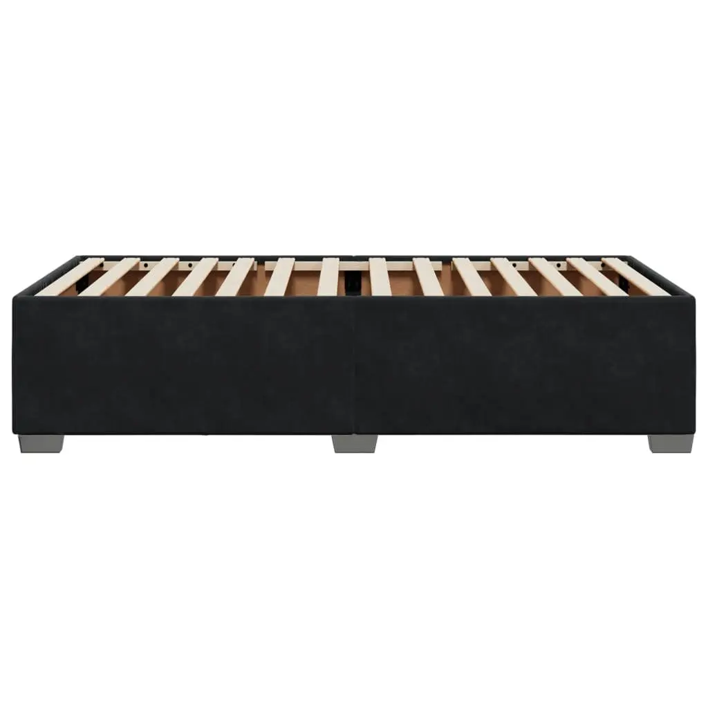 King Single Bed Frame Black Velvet Upholstered with Integrated Slats Support