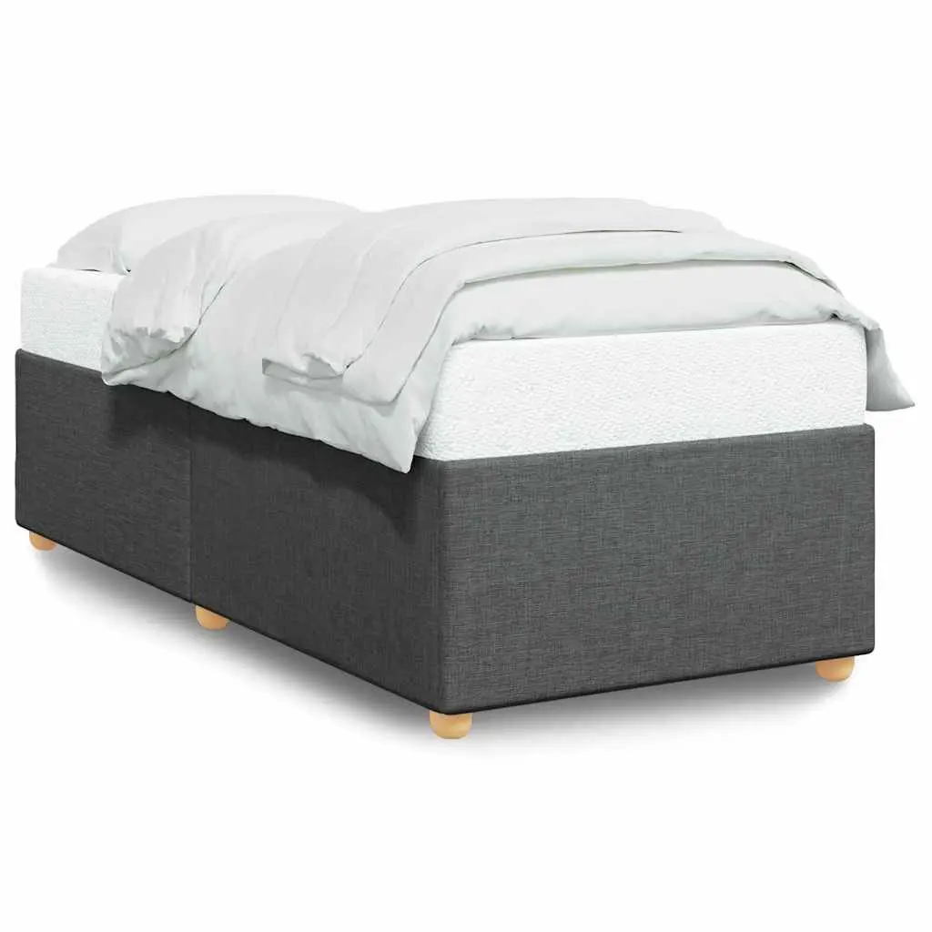Grey Fabric Bed Frame with Slatted Base 90x190 cm for Bedroom Furniture