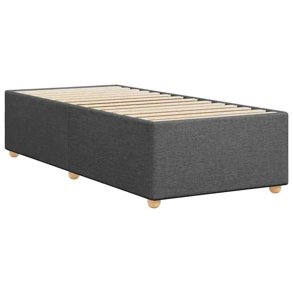 Grey Fabric Bed Frame with Slatted Base 90x190 cm for Bedroom Furniture