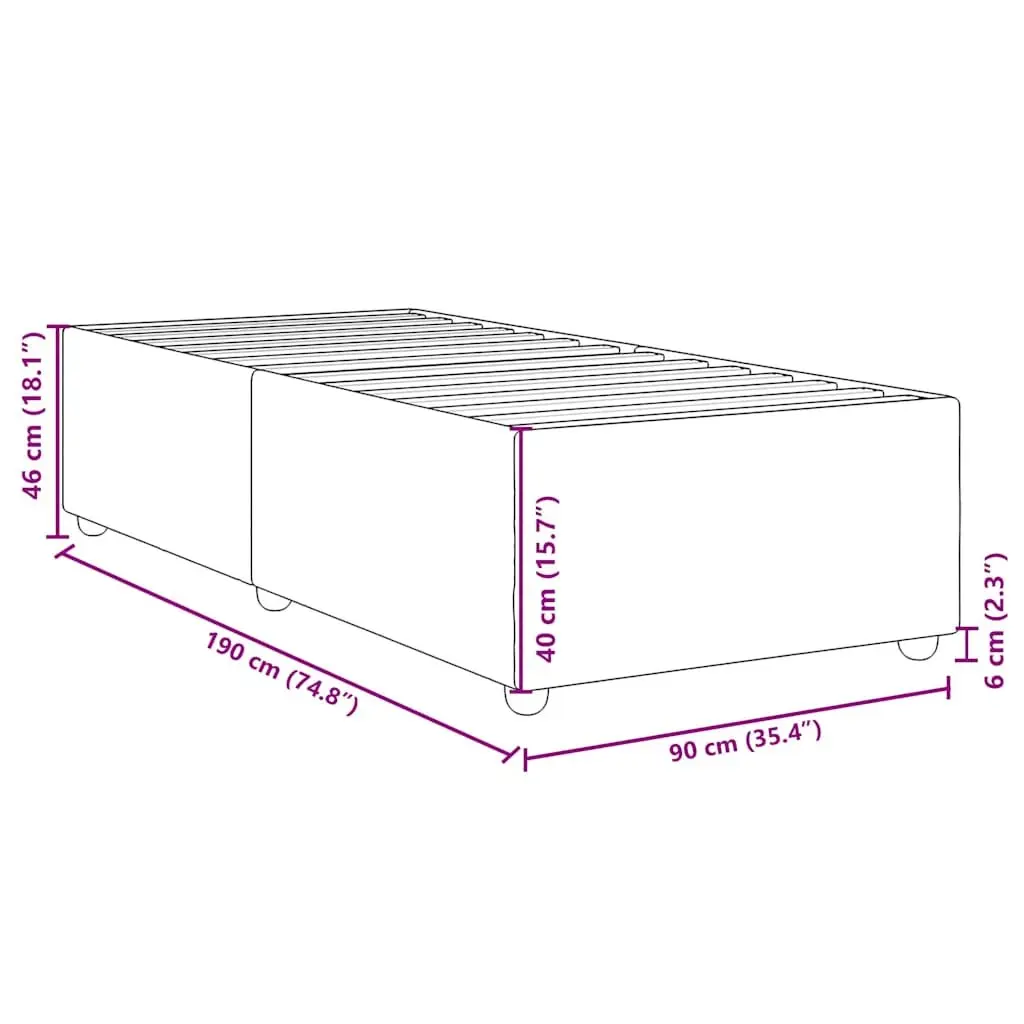 Bed Frame Black 90x190 cm Fabric Upholstered Platform Slat Base Bedroom