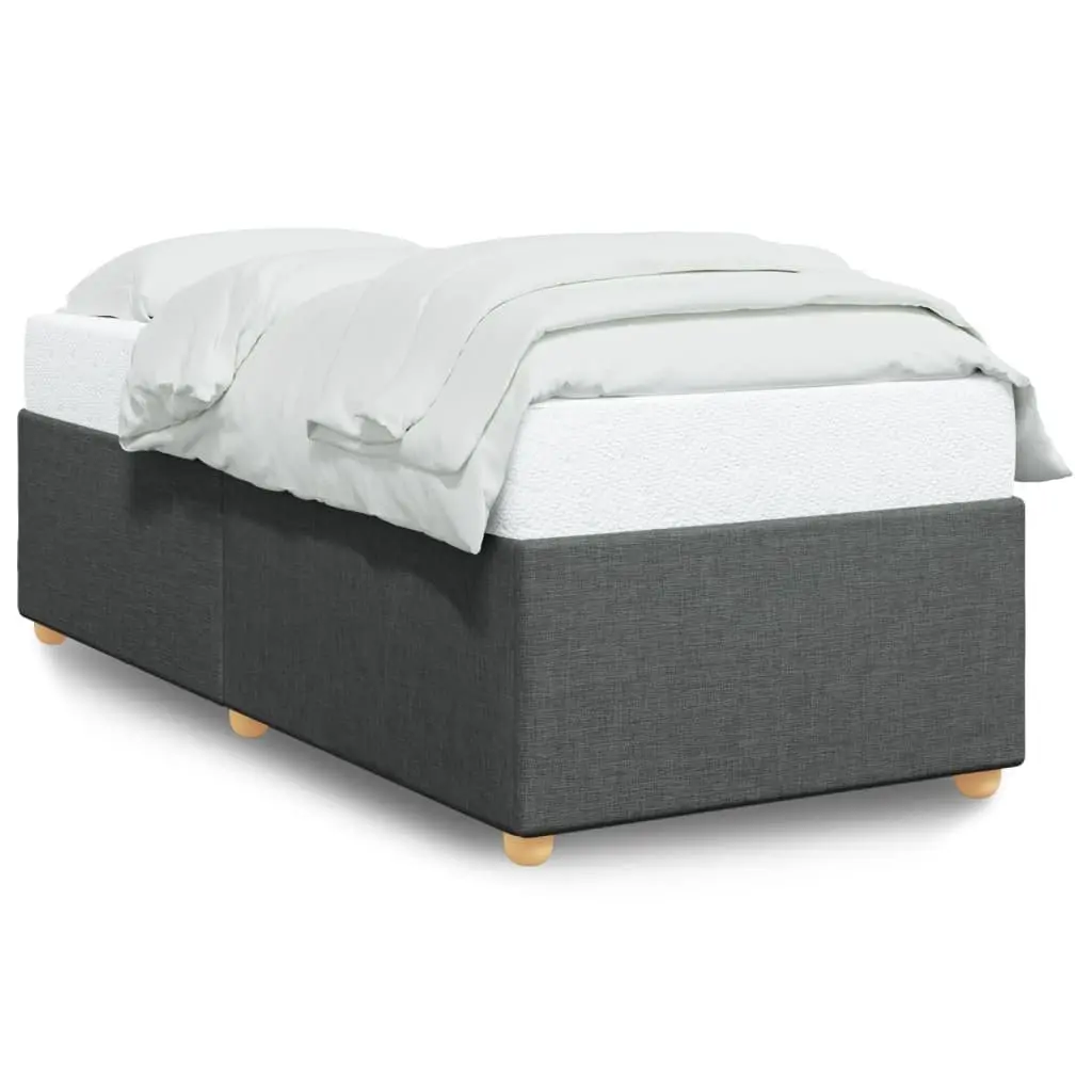 Bed Frame Grey Fabric King Single Slats Support