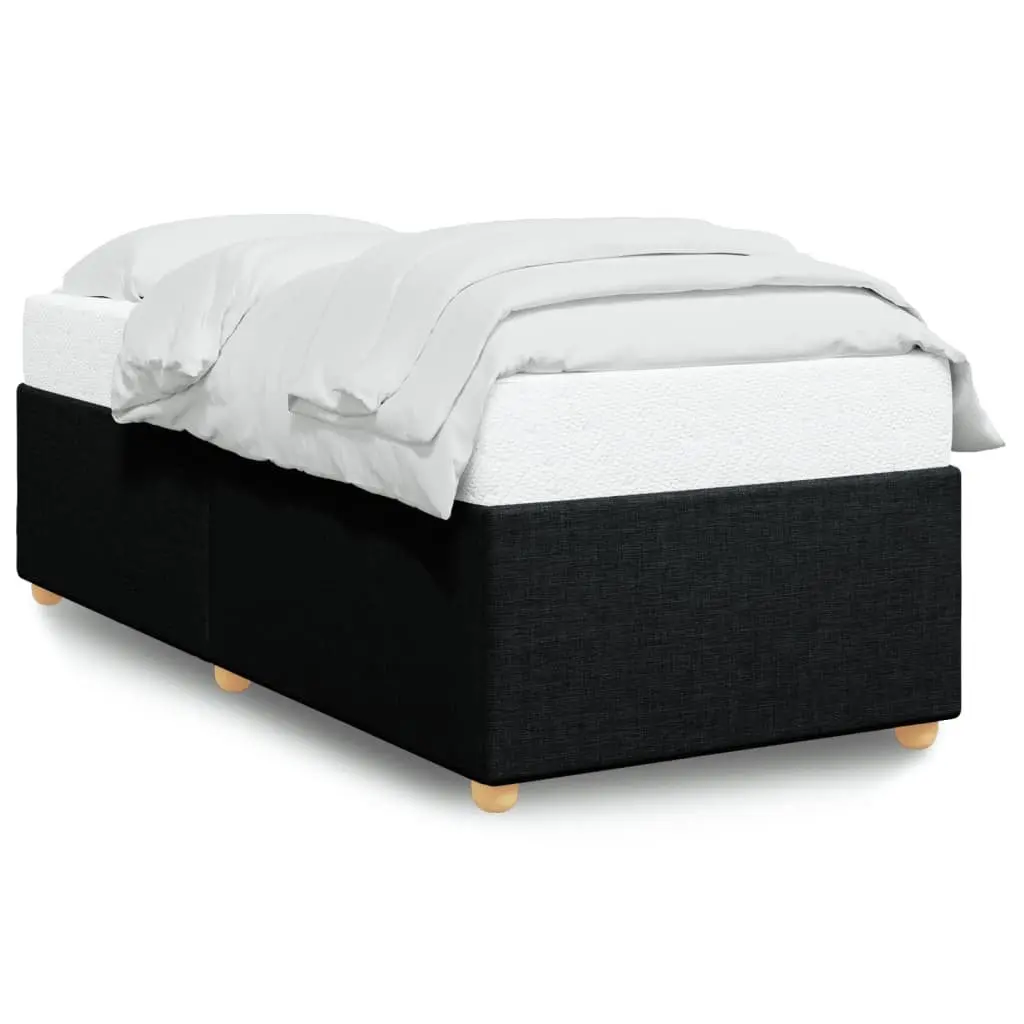 King Single Bed Frame Black Upholstered Fabric Slat Support