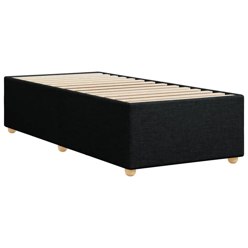 King Single Bed Frame Black Upholstered Fabric Slat Support