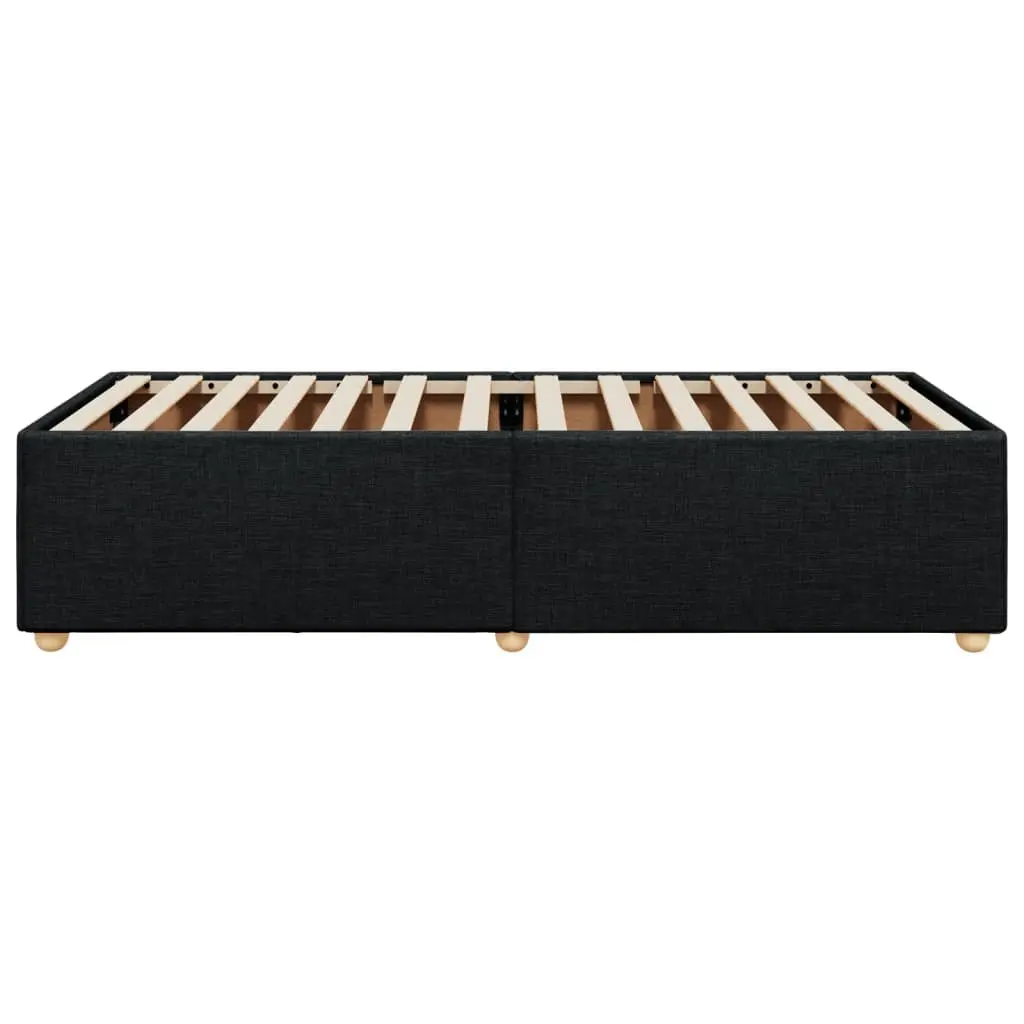 King Single Bed Frame Black Upholstered Fabric Slat Support