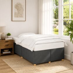 Double Bed Frame Grey Fabric Upholstered Slat Support Bedroom Furniture