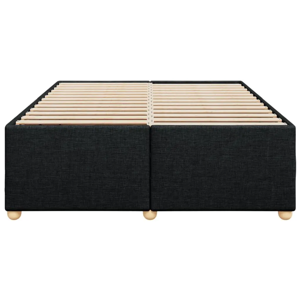 Queen Bed Frame Black Fabric Upholstered Platform Slatted Frame