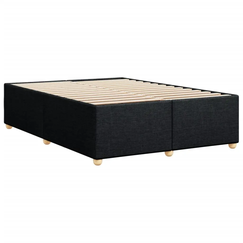 Queen Bed Frame Black Fabric Upholstered Platform Slatted Frame