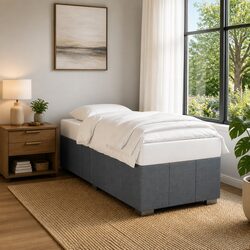 Bed Frame Grey Fabric 90x190 cm Bedroom Furniture Slats Support Without Mattress
