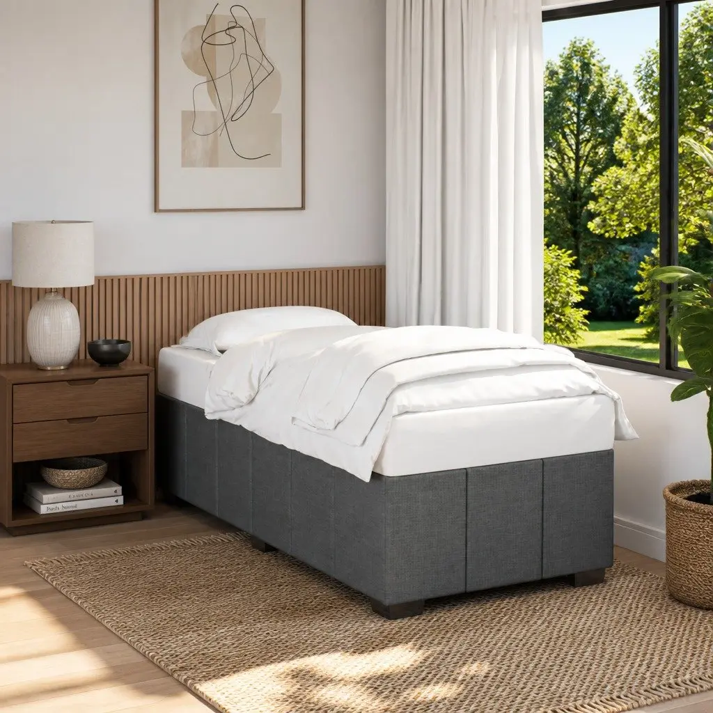Bed Frame Dark Grey Fabric 90x190 cm