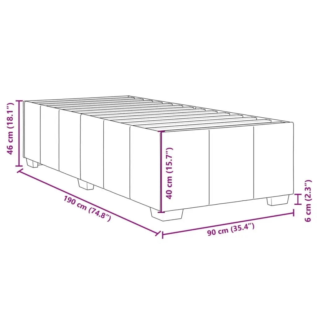 Bed Frame Dark Grey Fabric 90x190 cm
