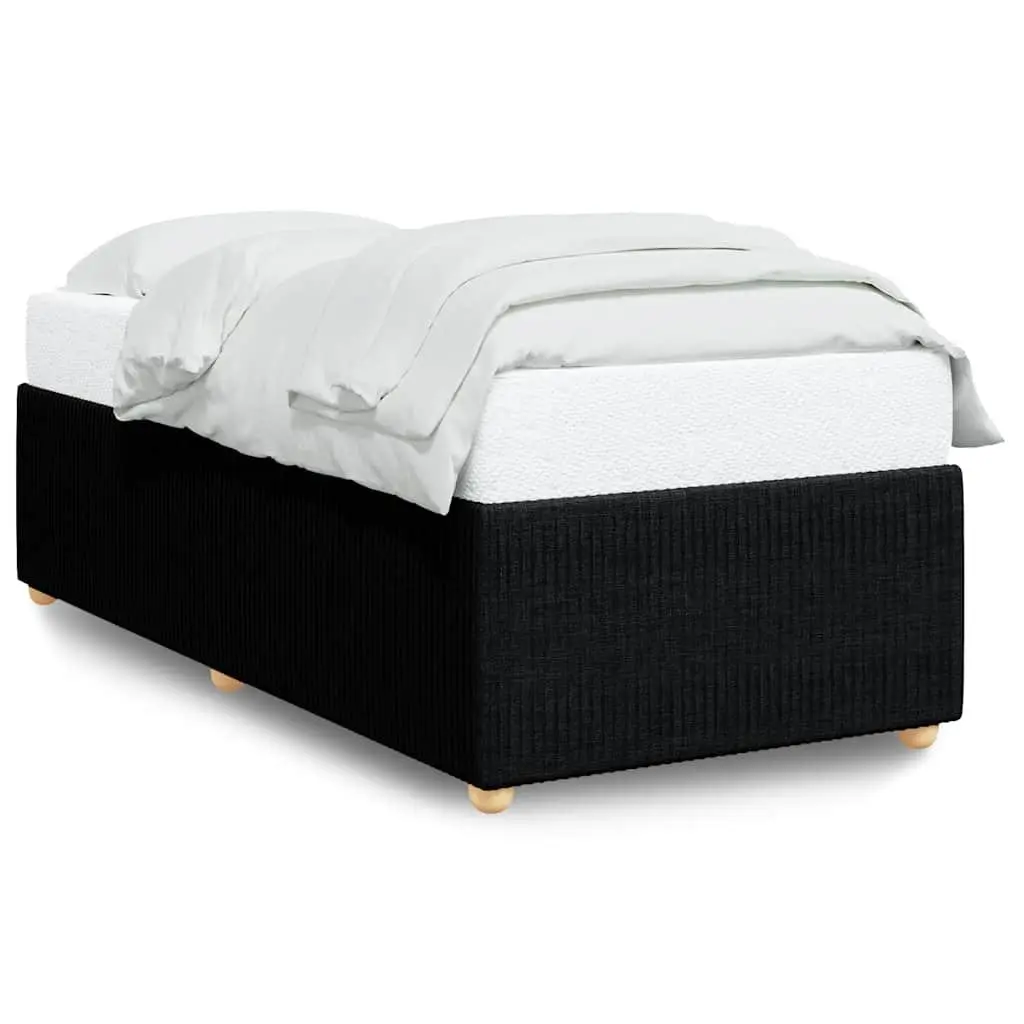 Bed Frame Black Fabric Upholstered 90x190 cm Slatted Base