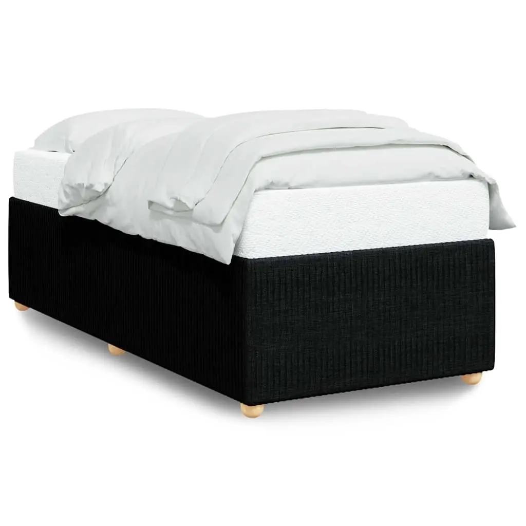 Bed Frame Black Fabric 90x190 cm with Slats Support