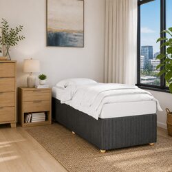 Bed Frame King Single Grey Velvet Fabric Slats Support Bedroom Furniture