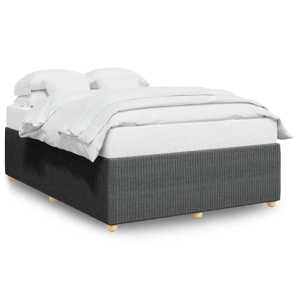 Queen Bed Frame Grey Velvet Fabric Slat Support Bedroom Furniture No Mattress