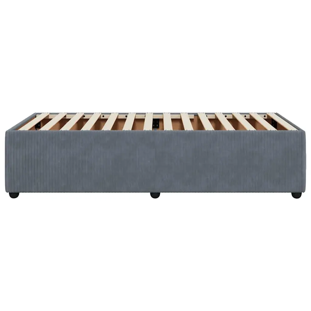 Bed Frame 90x190 cm Grey Velvet Upholstered Slats Support No Mattress
