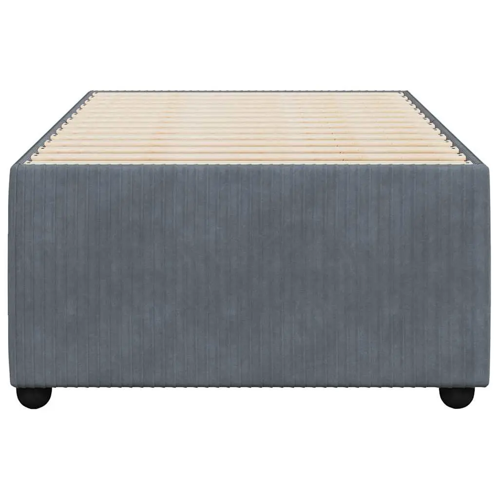 King Single Bed Frame Dark Grey Velvet Upholstered