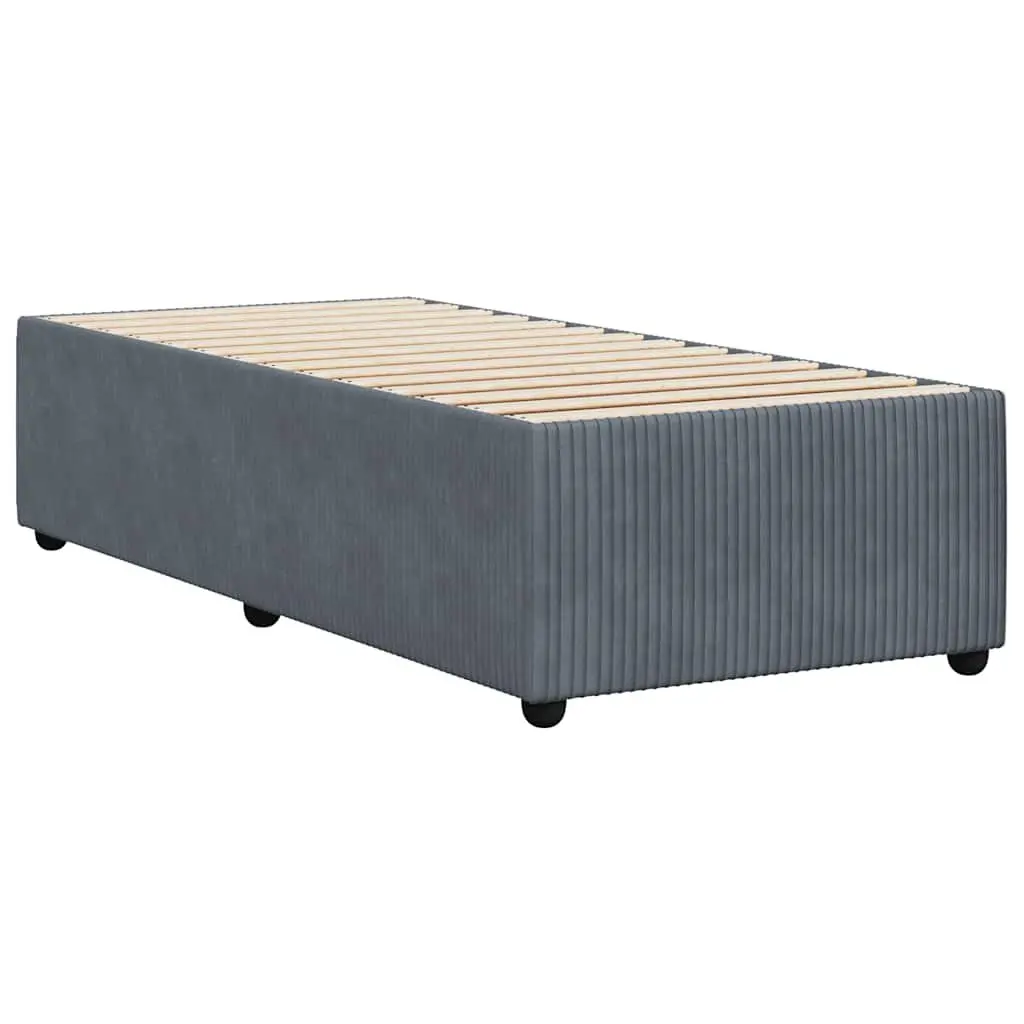 King Single Bed Frame Dark Grey Velvet Upholstered