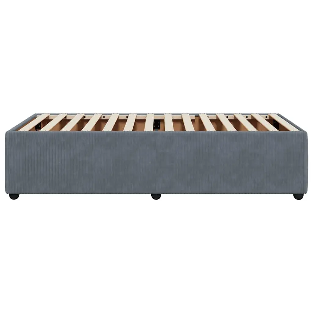 King Single Bed Frame Dark Grey Velvet Upholstered