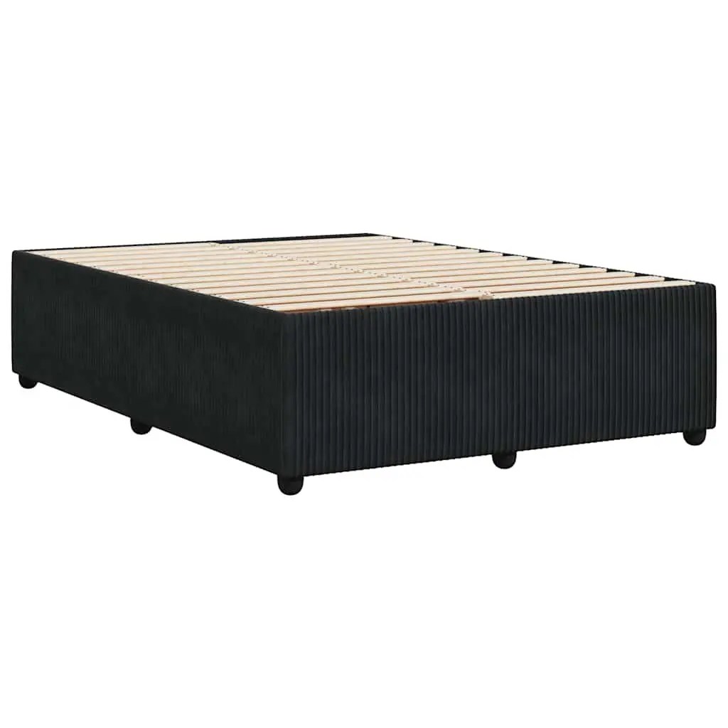 Double Bed Frame Black Velvet Upholstered without Mattress Bedroom Furniture