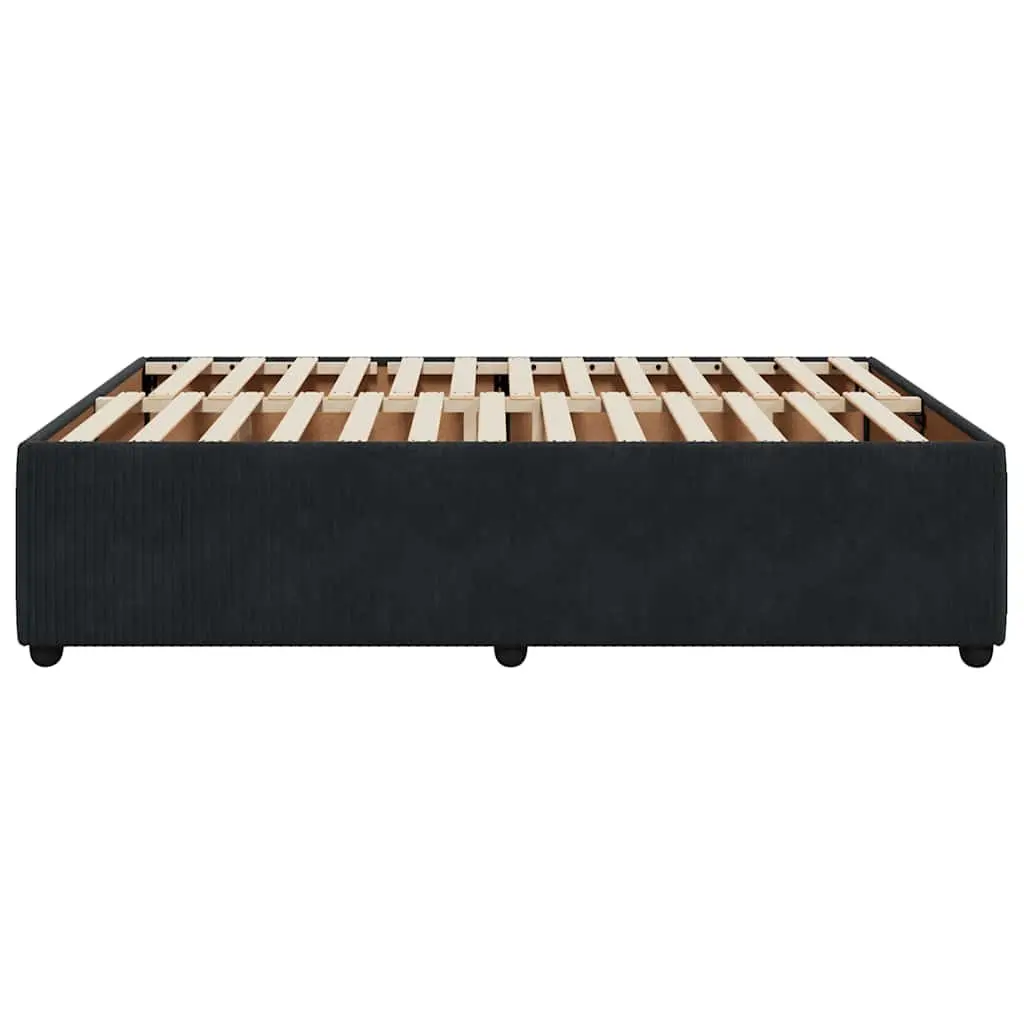 Double Bed Frame Black Velvet Upholstered without Mattress Bedroom Furniture