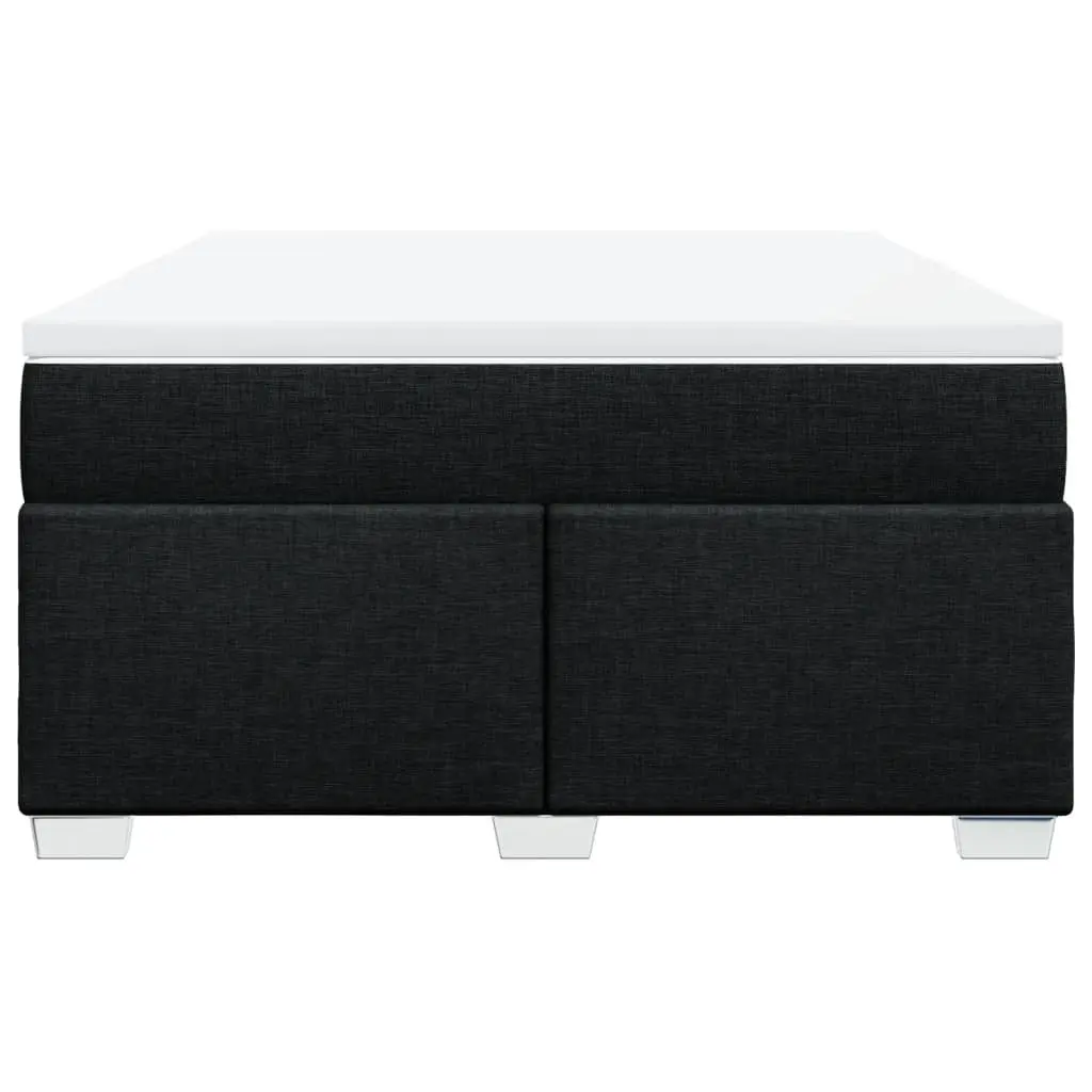 Box Spring Bed Pocket Mattress Polyester Fabric Frame Slats Support Black