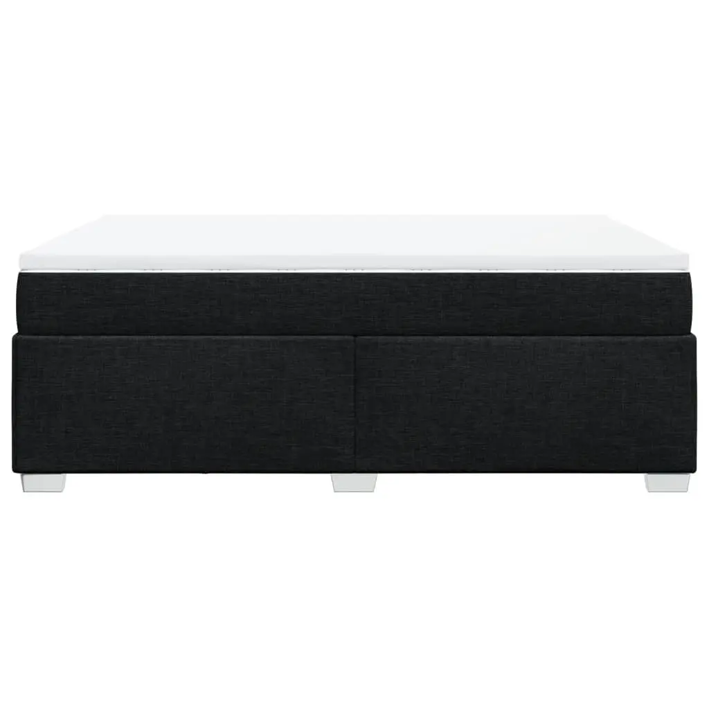 Box Spring Bed Pocket Mattress Polyester Fabric Frame Slats Support Black