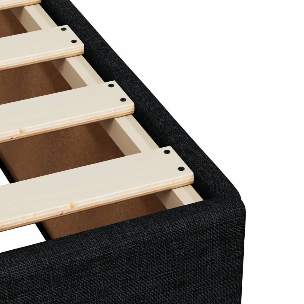 Box Spring Bed Pocket Mattress Polyester Fabric Frame Slats Support Black