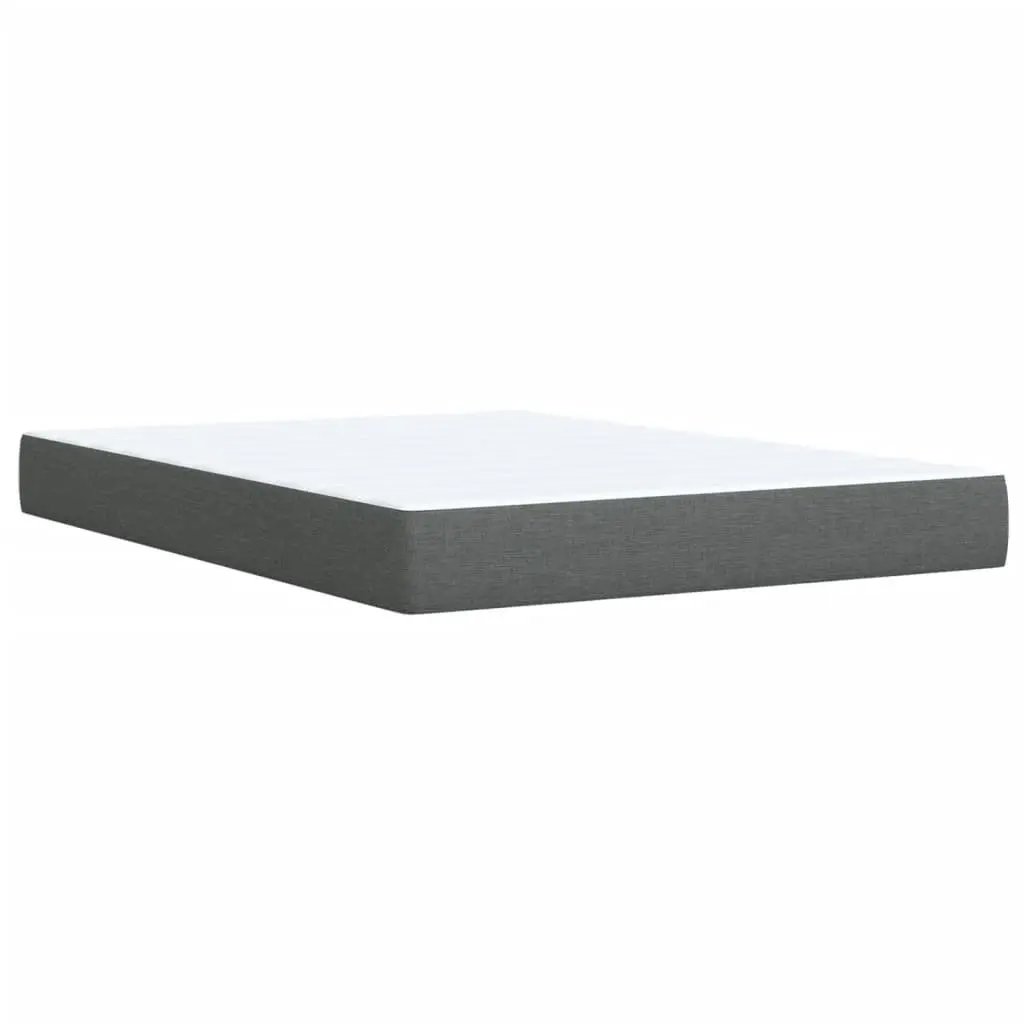 Queen Box Spring Bed with Pocket Mattress Topper Light Grey Fabric Bedroom