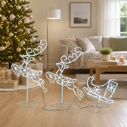 Friendly Christmas Reindeer Sleigh Decoration 260cm