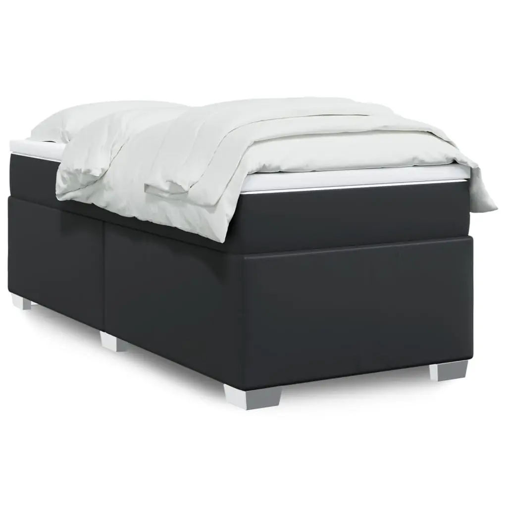 Box Spring Bed Pocket Spring Mattress King Single Black Faux Leather Frame