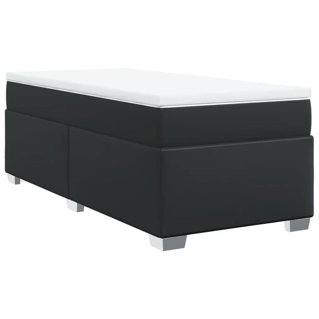 Box Spring Bed Pocket Spring Mattress King Single Black Faux Leather Frame