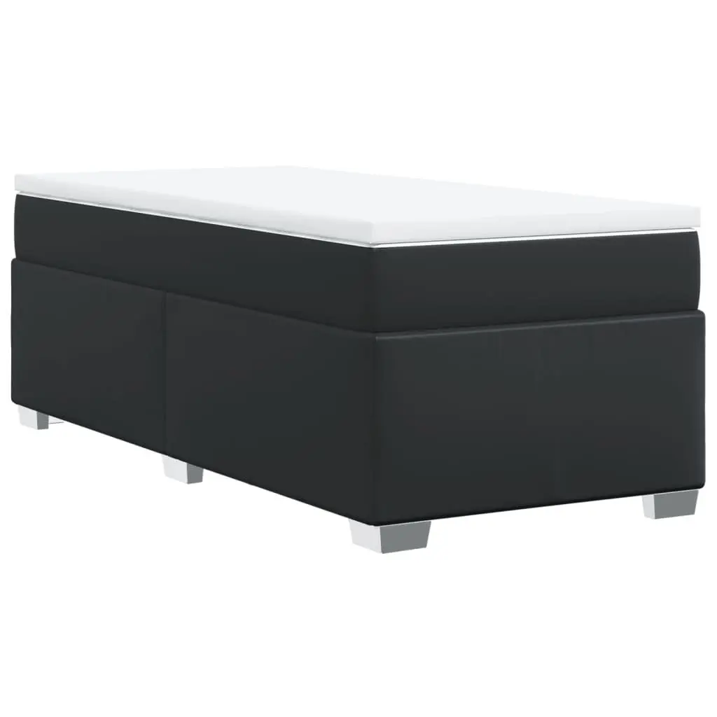 Box Spring Bed Pocket Spring Mattress King Single Black Faux Leather Frame