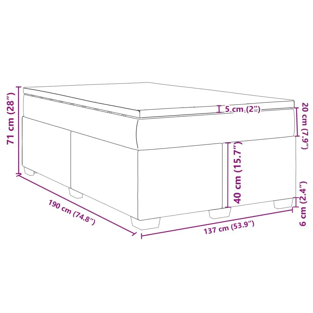 Box Spring Bed Velvet Dark Grey Full Size with Pocket Spring Mattress and Removable Topper