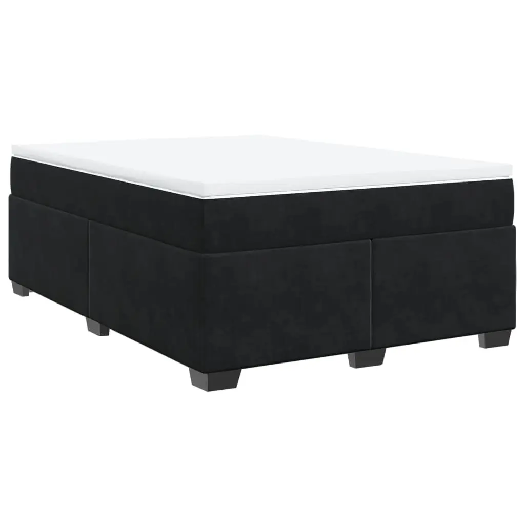 Box Spring Bed with Velvet Upholstered Frame