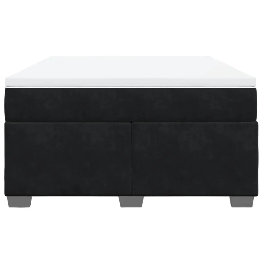 Box Spring Bed with Velvet Upholstered Frame