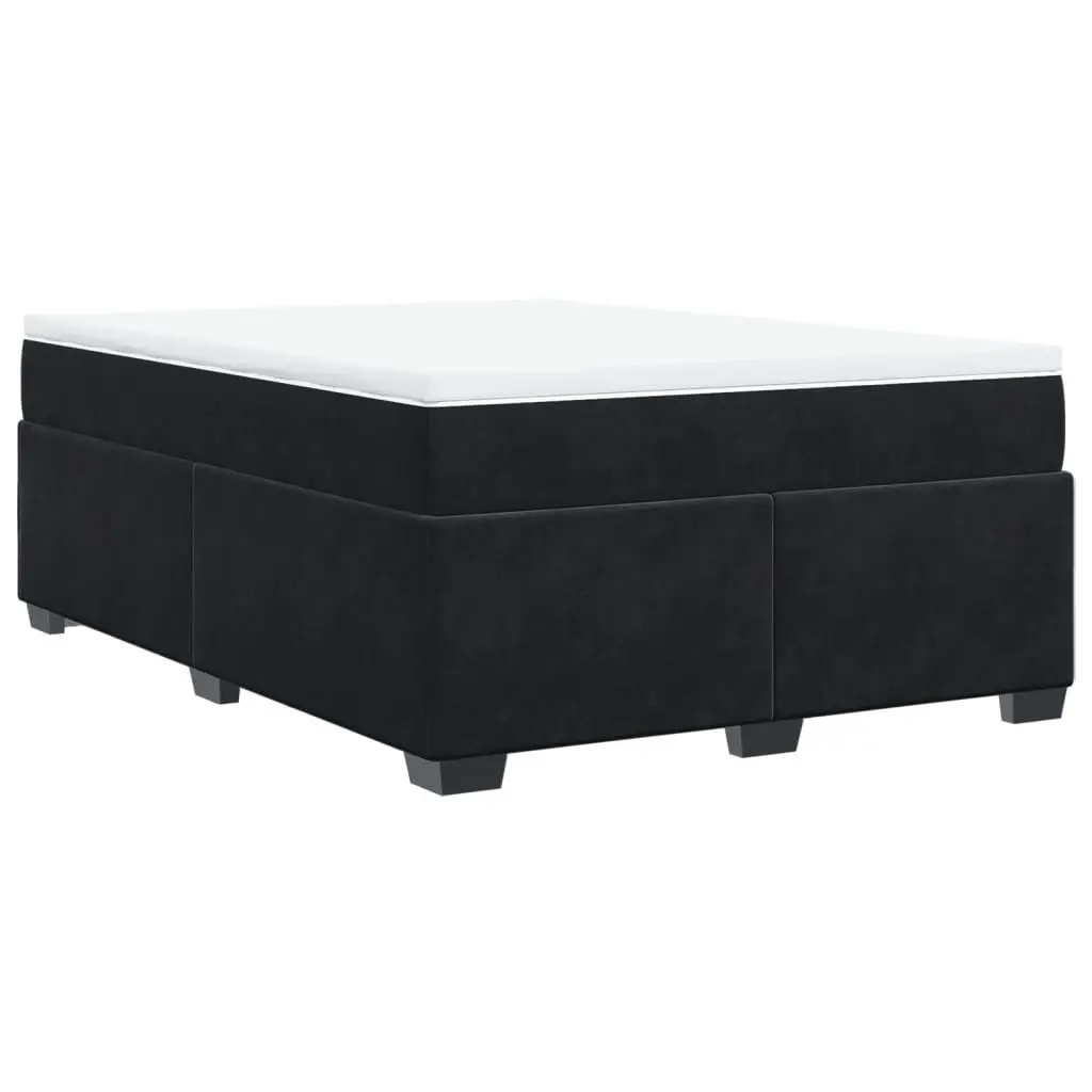 Box Spring Bed with Velvet Upholstered Frame
