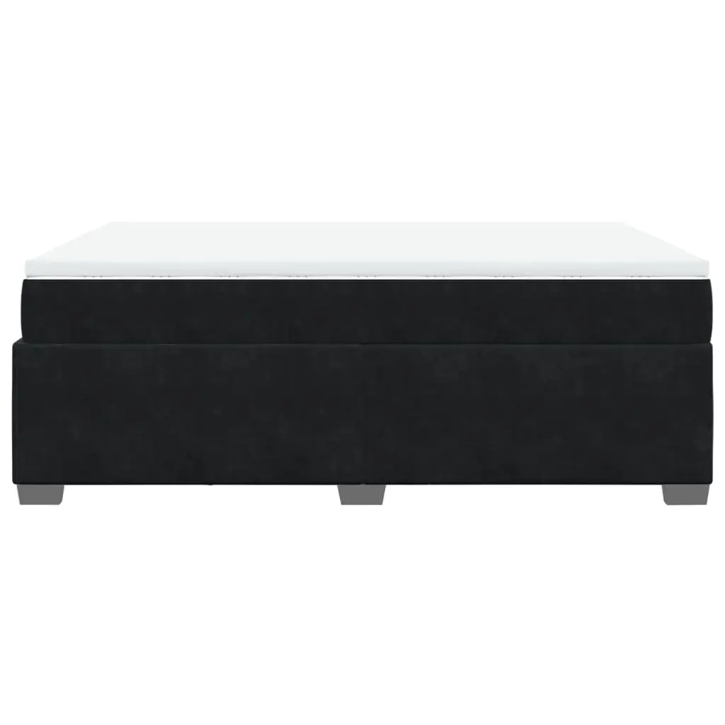 Box Spring Bed with Velvet Upholstered Frame