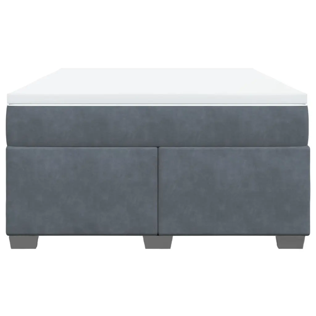Grey Velvet Box Spring Bed for Restful Sleep