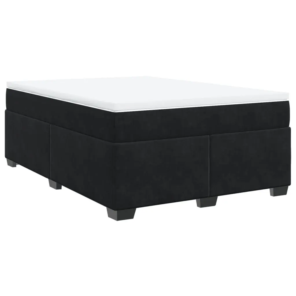 Queen Box Spring Bed Velvet Grey Pocket Sprung Mattress