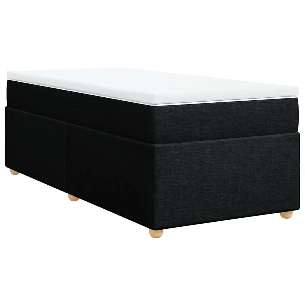 King Single Bed with Pocket Spring Mattress and Removable Topper in Black Fabric